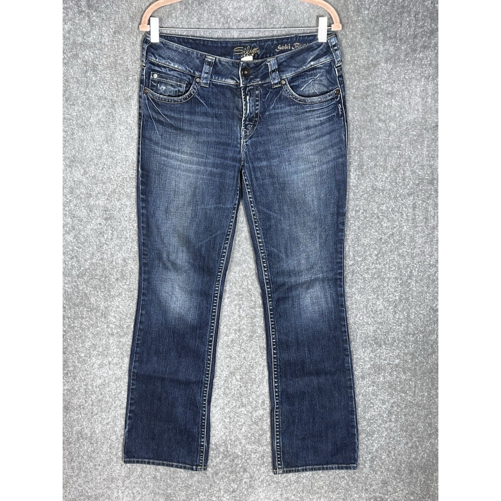 Silver Suki Bootcut Jeans Womens Sz 29x32 Blue Distressed Denim 5 Pocket Western